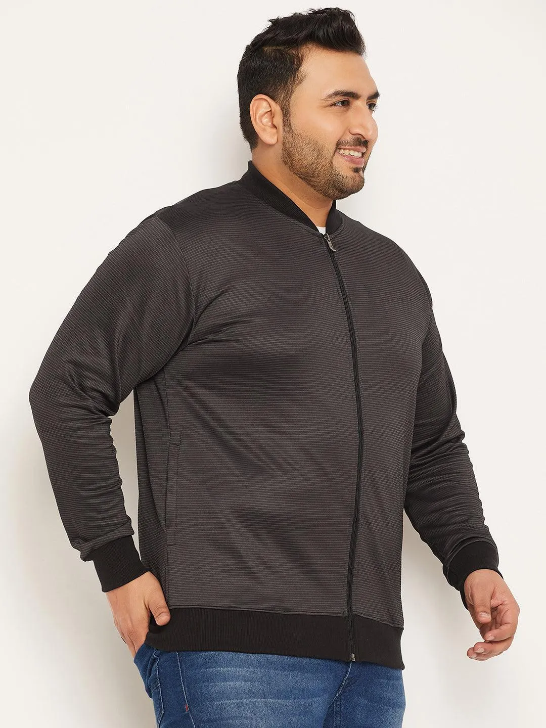 Men Plus Size Story Striped Jacket