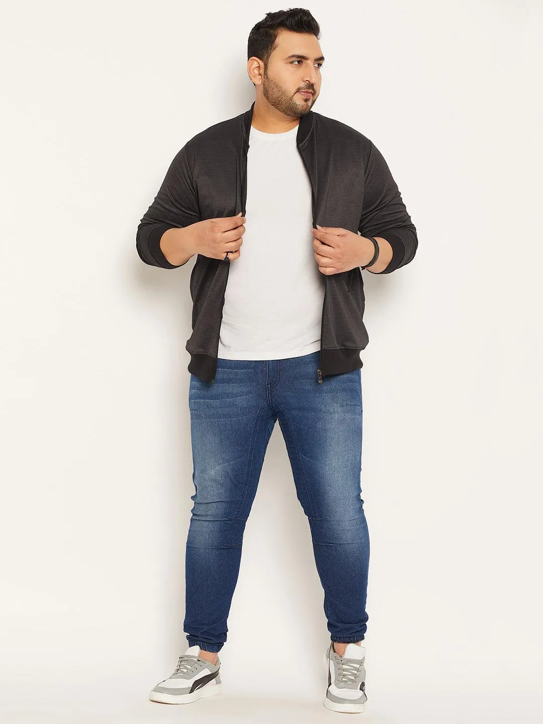 Men Plus Size Story Striped Jacket