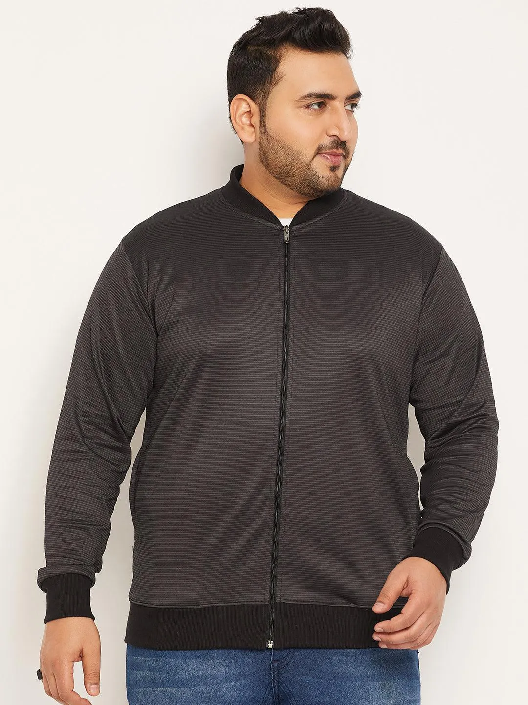 Men Plus Size Story Striped Jacket