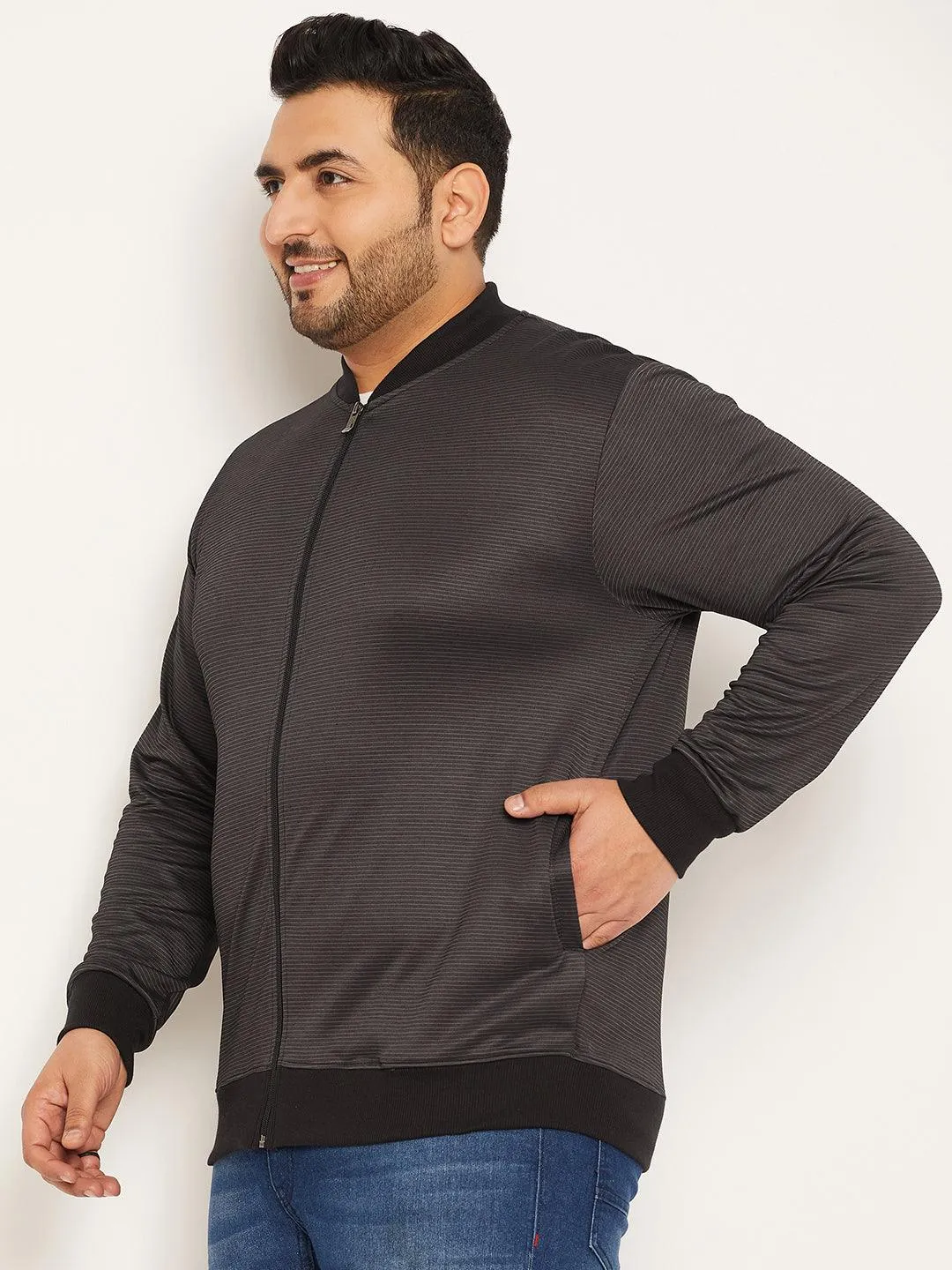 Men Plus Size Story Striped Jacket