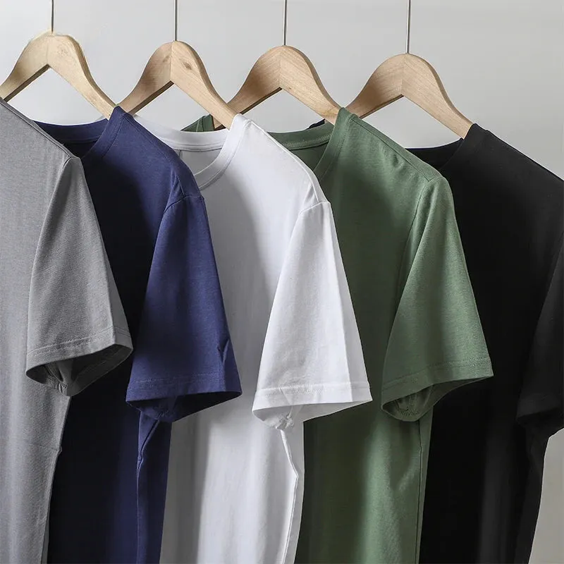 Men's Summer Ice Silk Crew Neck T-Shirt: Soft Fitness Tops