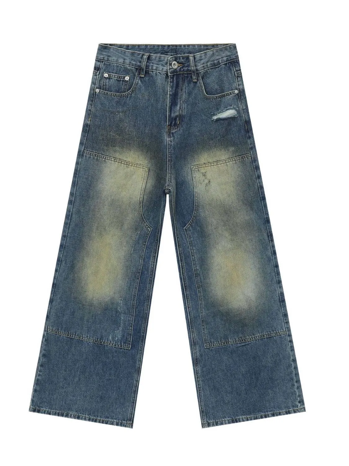 Men’s Washed Wide Leg Jeans – Relaxed Fit Streetwear Denim