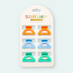 Mini Hair Clip Set | Blue & Orange