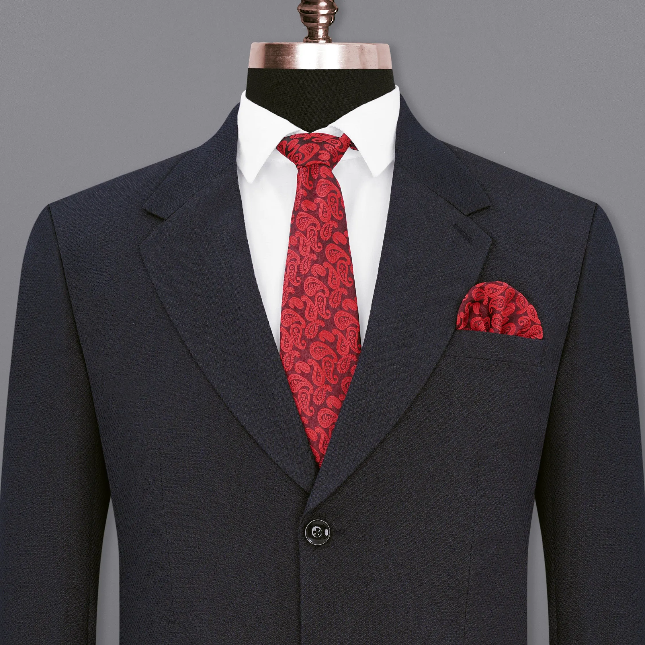 Mirage Blue Diamond Textured Single Breasted Blazer