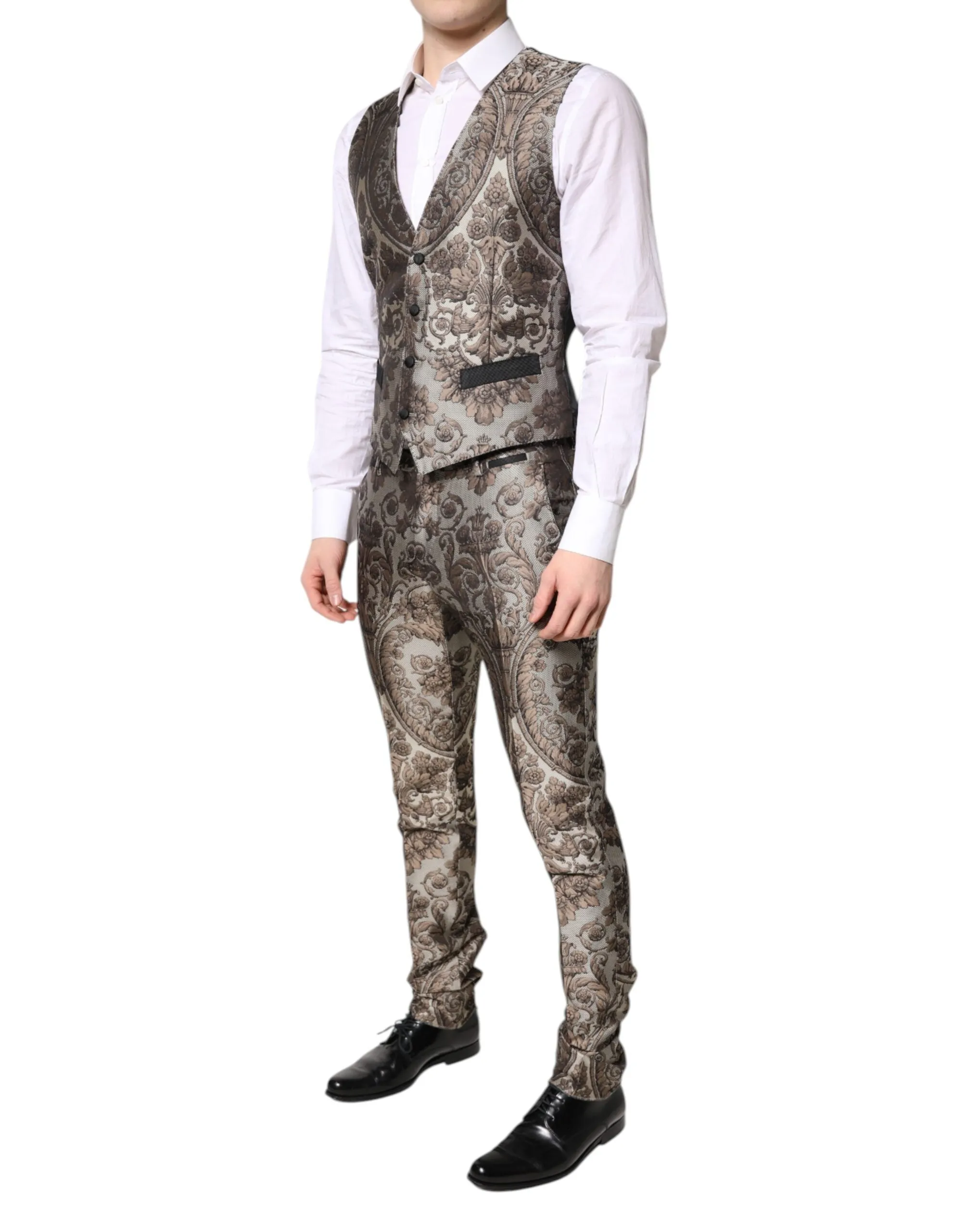 Multicolor Jacquard Single Breasted 3 Piece Suit