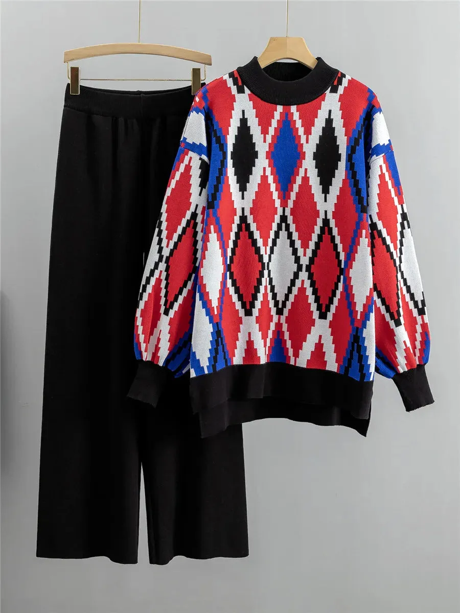 Nadia Plaid Knitted two Piece Set