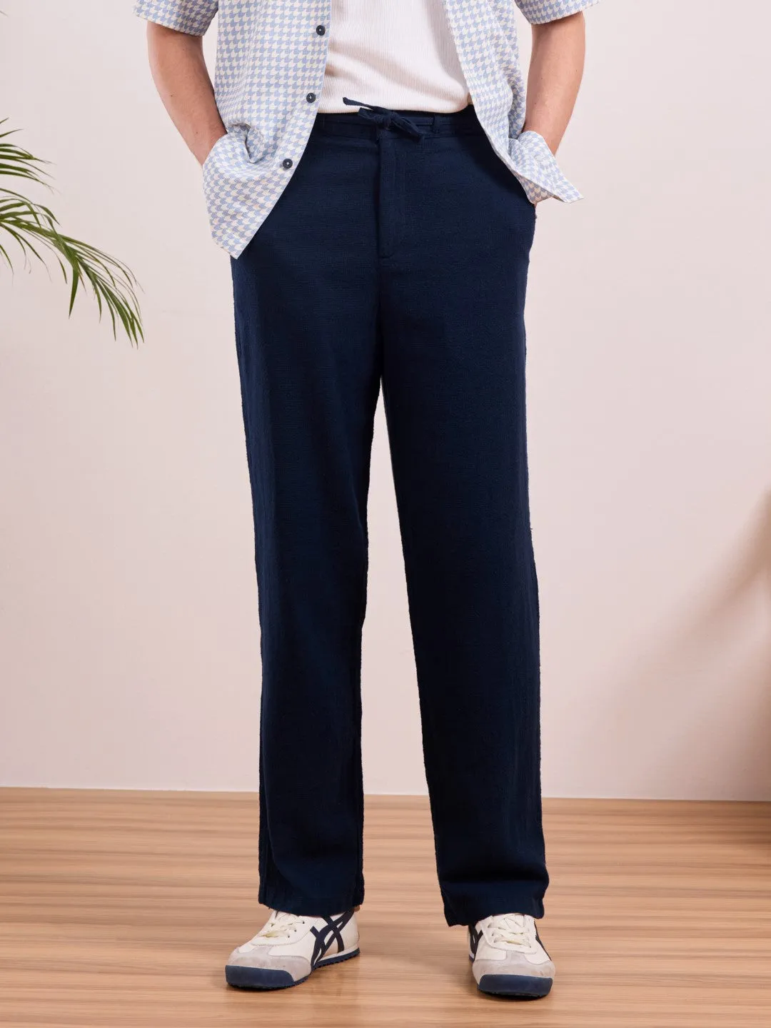 Navy Cotton Summer Pants