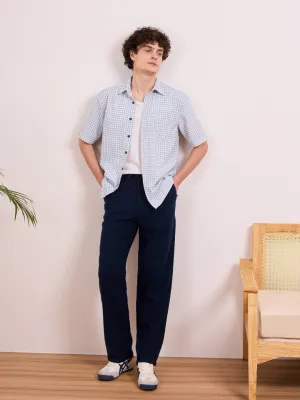 Navy Cotton Summer Pants