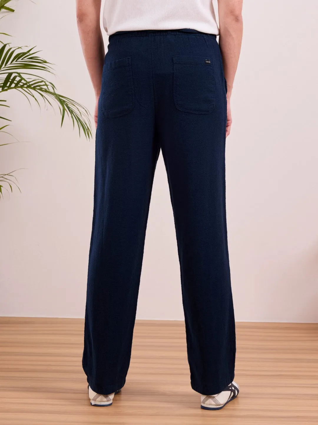 Navy Cotton Summer Pants
