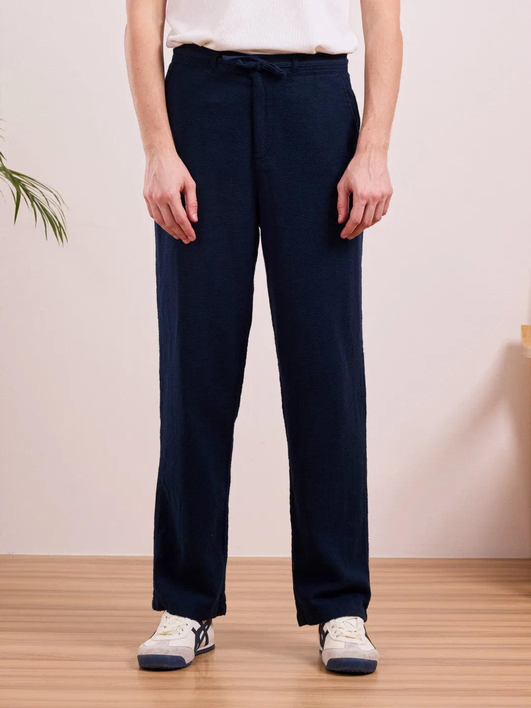 Navy Cotton Summer Pants