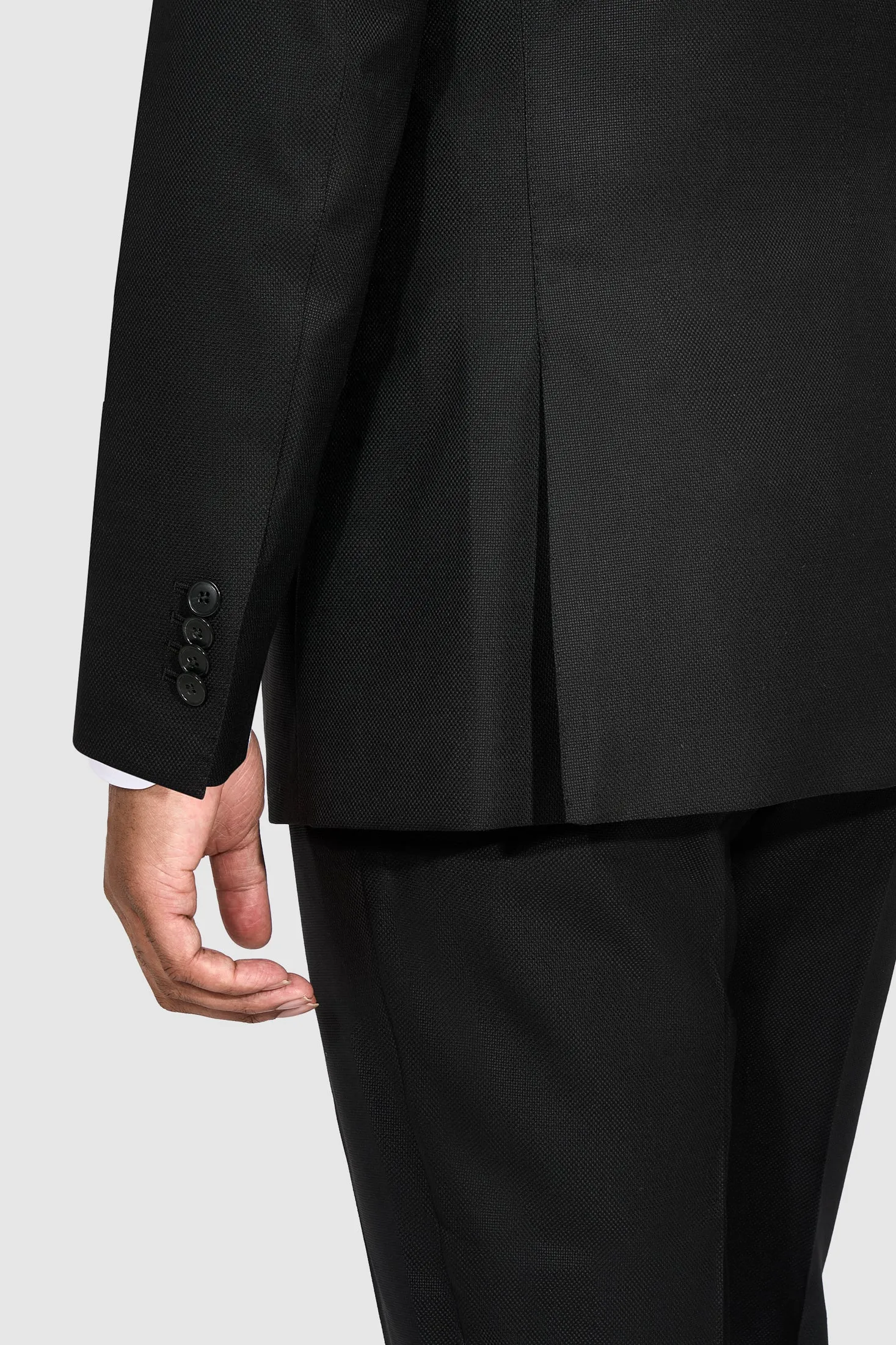 New SUITREVIEW Elmhurst Basic Black Pure Wool All Season Suit - All Sizes Made To Order