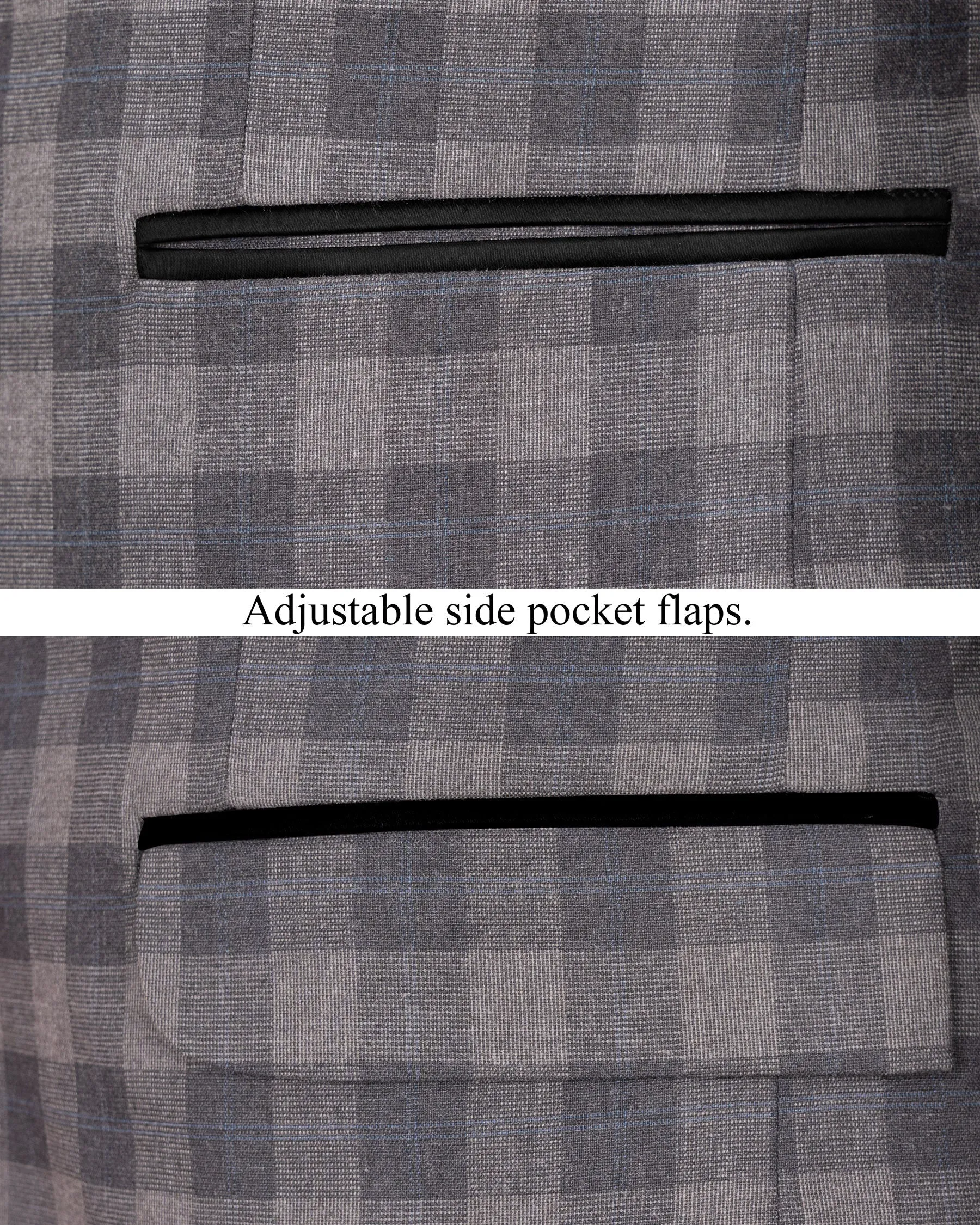 Nobel and Chicago Grey Plaid Wool Rich Tuxedo Blazer