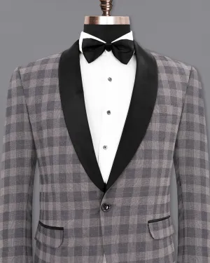 Nobel and Chicago Grey Plaid Wool Rich Tuxedo Blazer