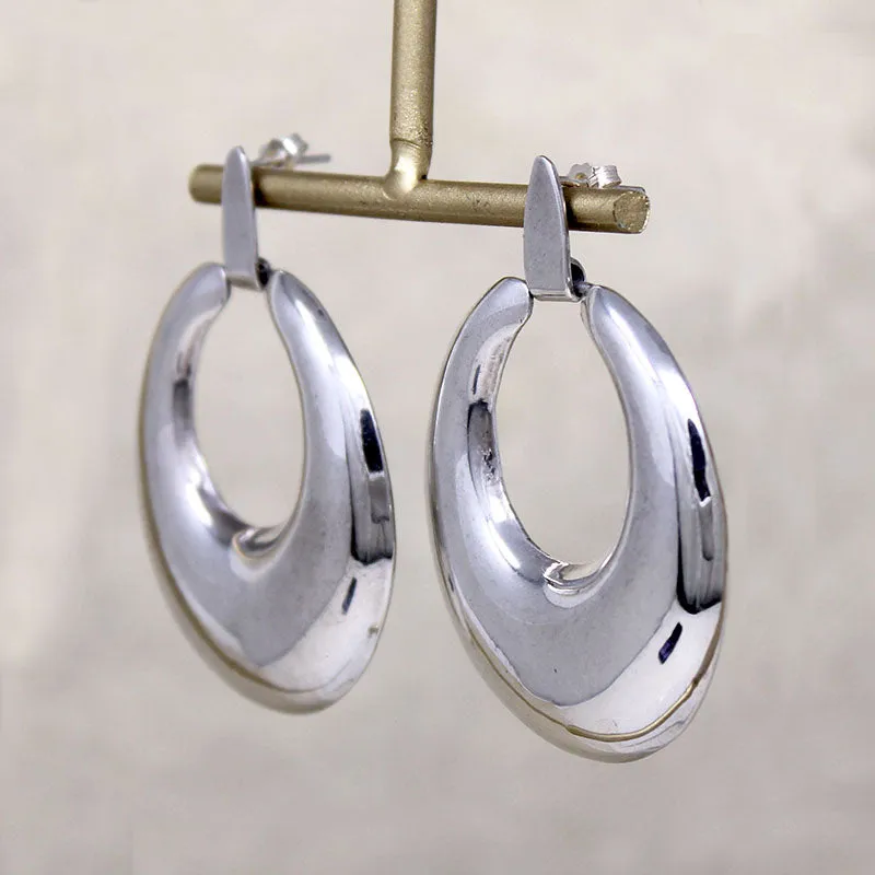 Oversized Mexican Silver Hoops for Pierced Ears