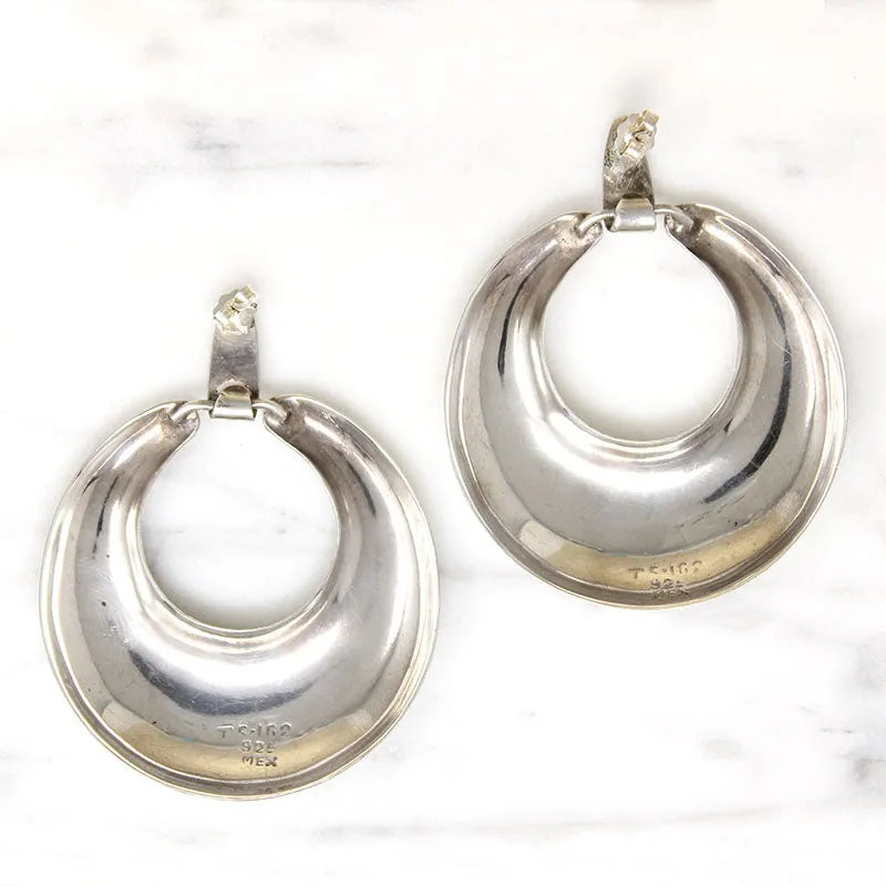Oversized Mexican Silver Hoops for Pierced Ears