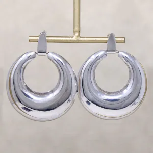 Oversized Mexican Silver Hoops for Pierced Ears