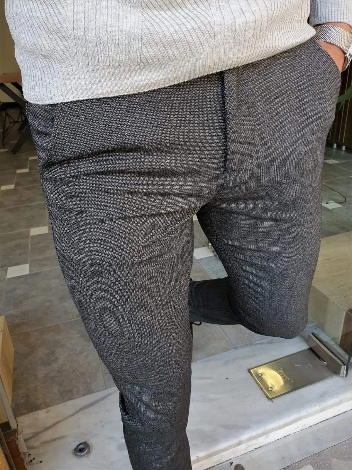 Paruri Black Slim Fit Cotton Pants