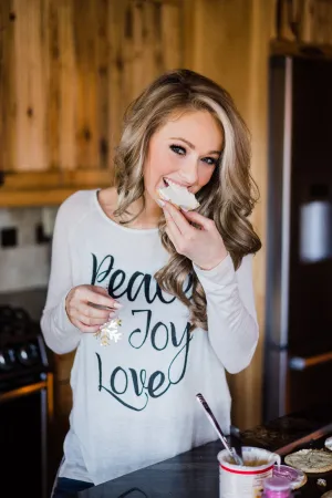 Peace, Joy & Love Long Sleeve Cream Top