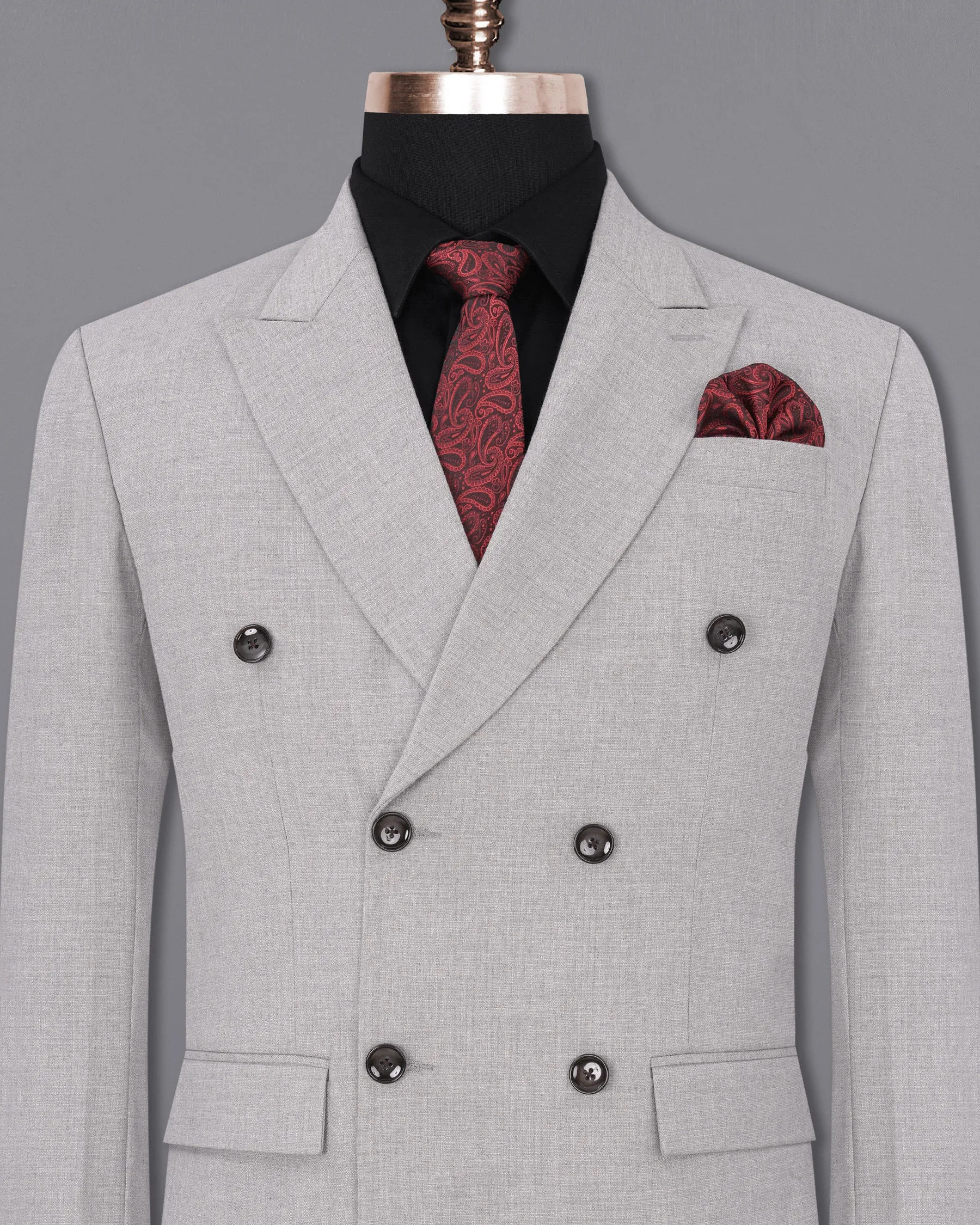 Pearl Slate Gray Double Breasted Blazer