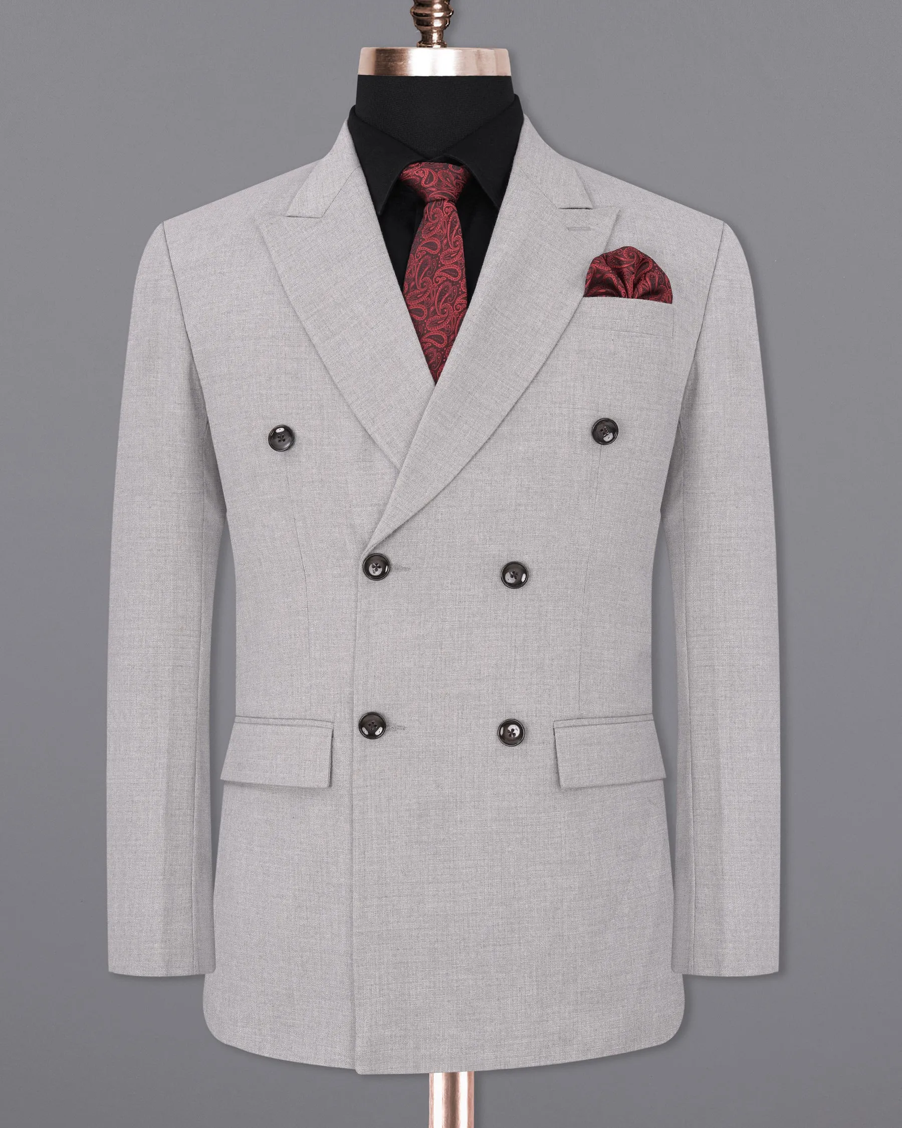 Pearl Slate Gray Double Breasted Blazer