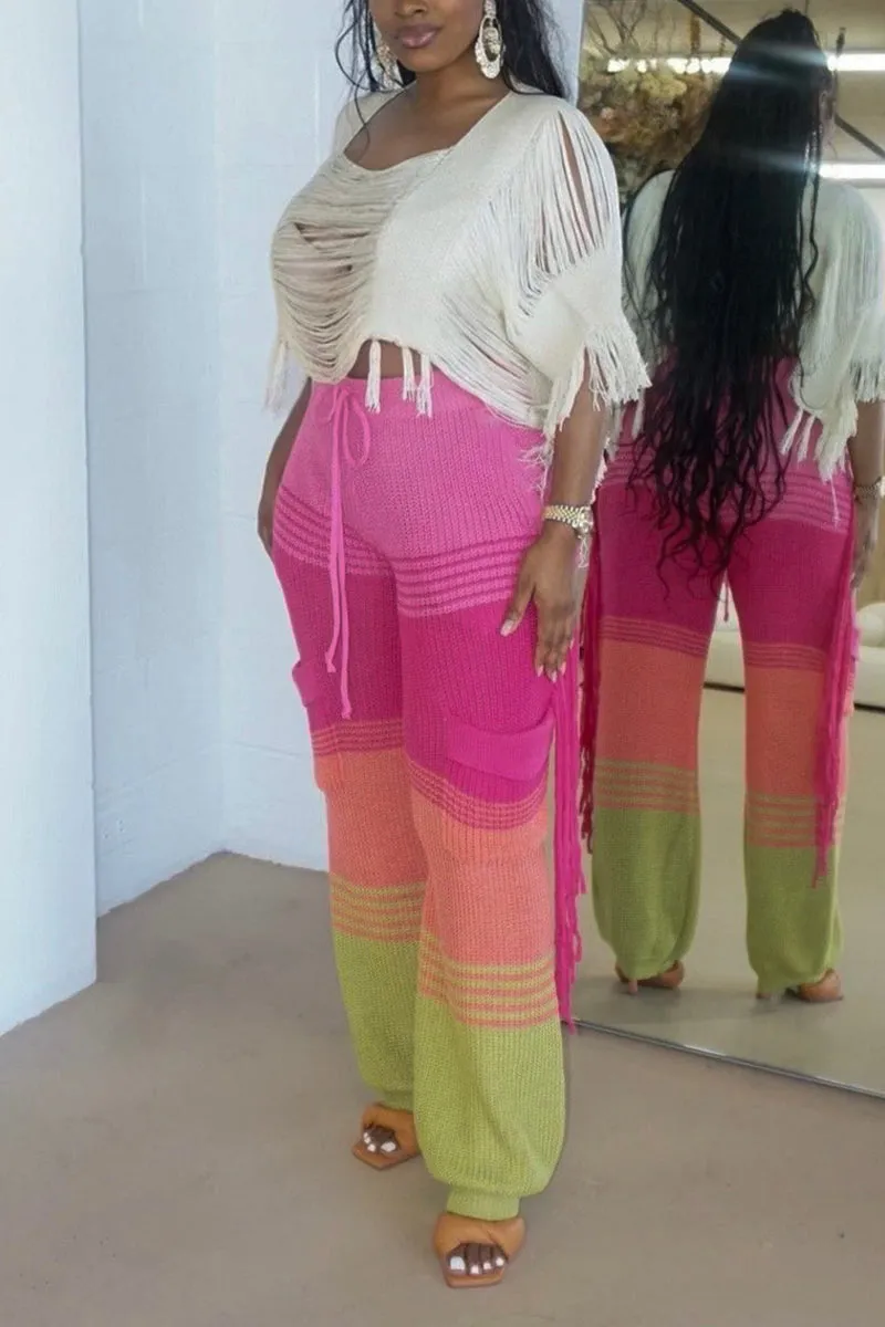 PH0513 Knitted Stripes Long Pants