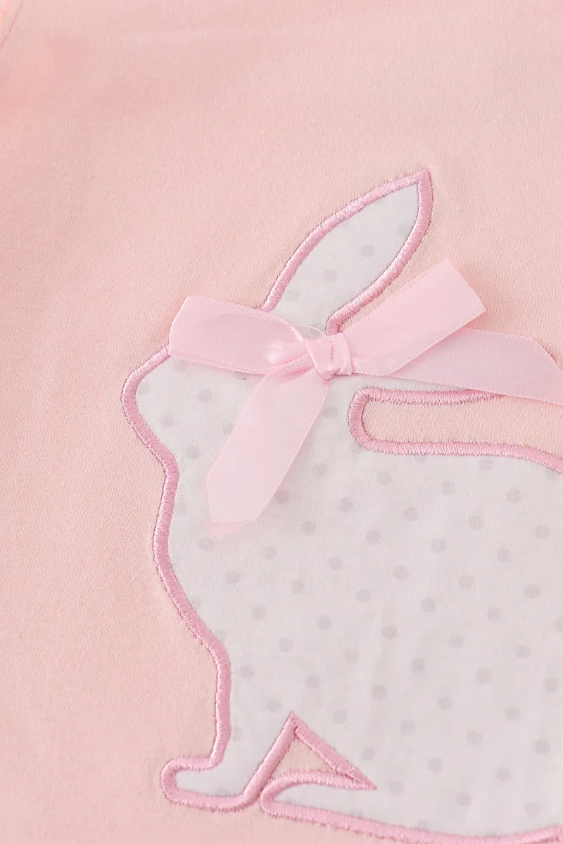 Pink Easter Bunny Applique Girl Set