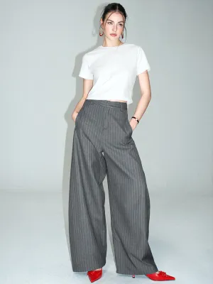 Pinstripe Wide-Leg Pants