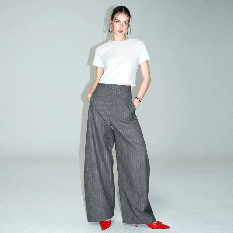 Pinstripe Wide-Leg Pants