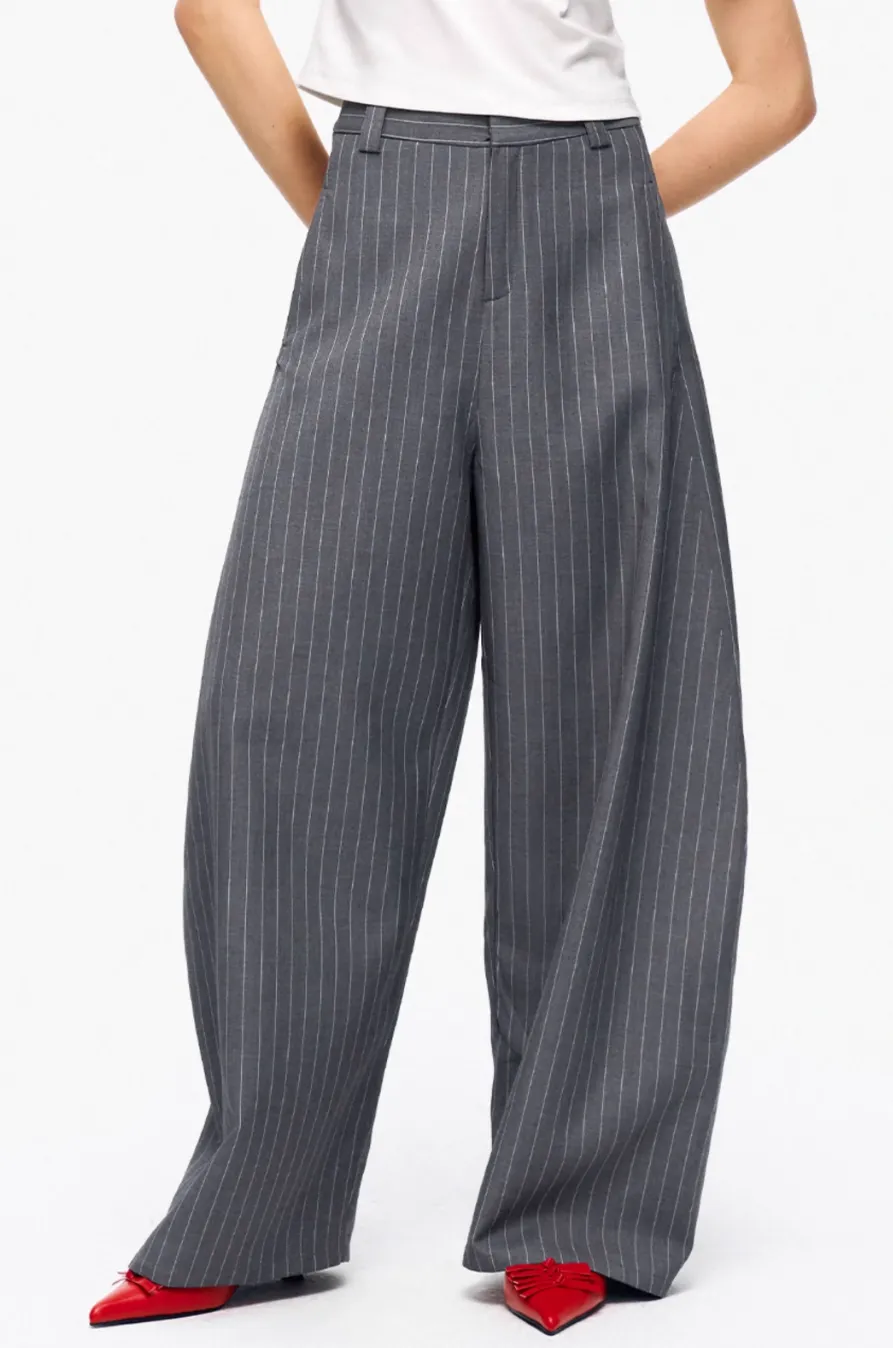 Pinstripe Wide-Leg Pants