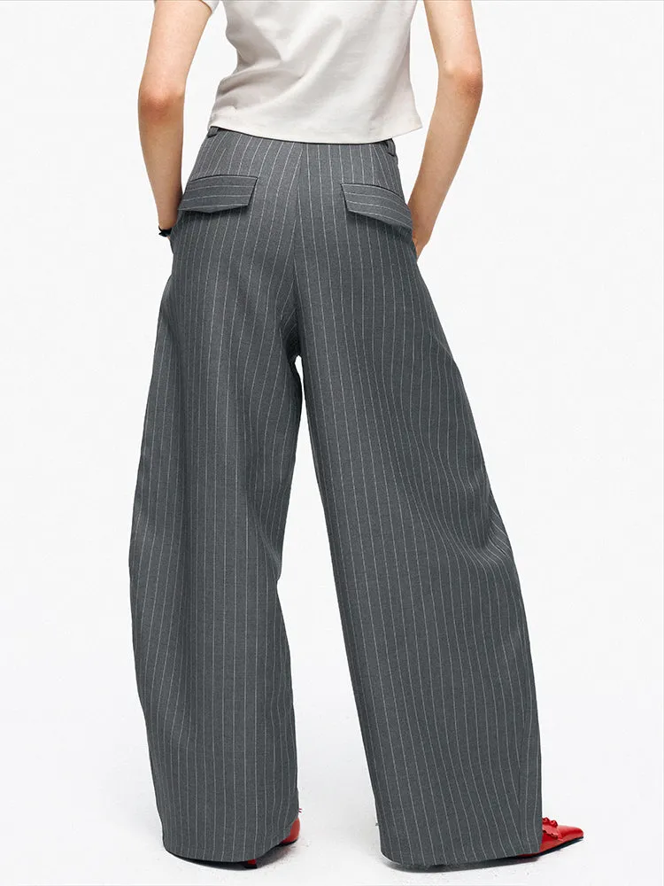 Pinstripe Wide-Leg Pants