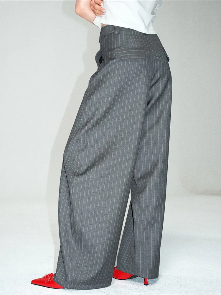 Pinstripe Wide-Leg Pants