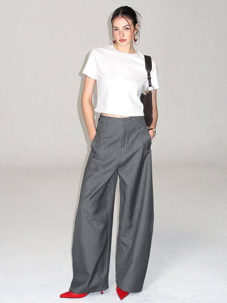 Pinstripe Wide-Leg Pants