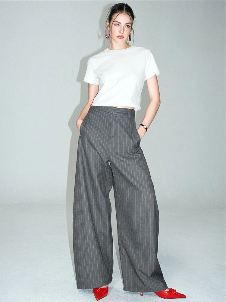 Pinstripe Wide-Leg Pants