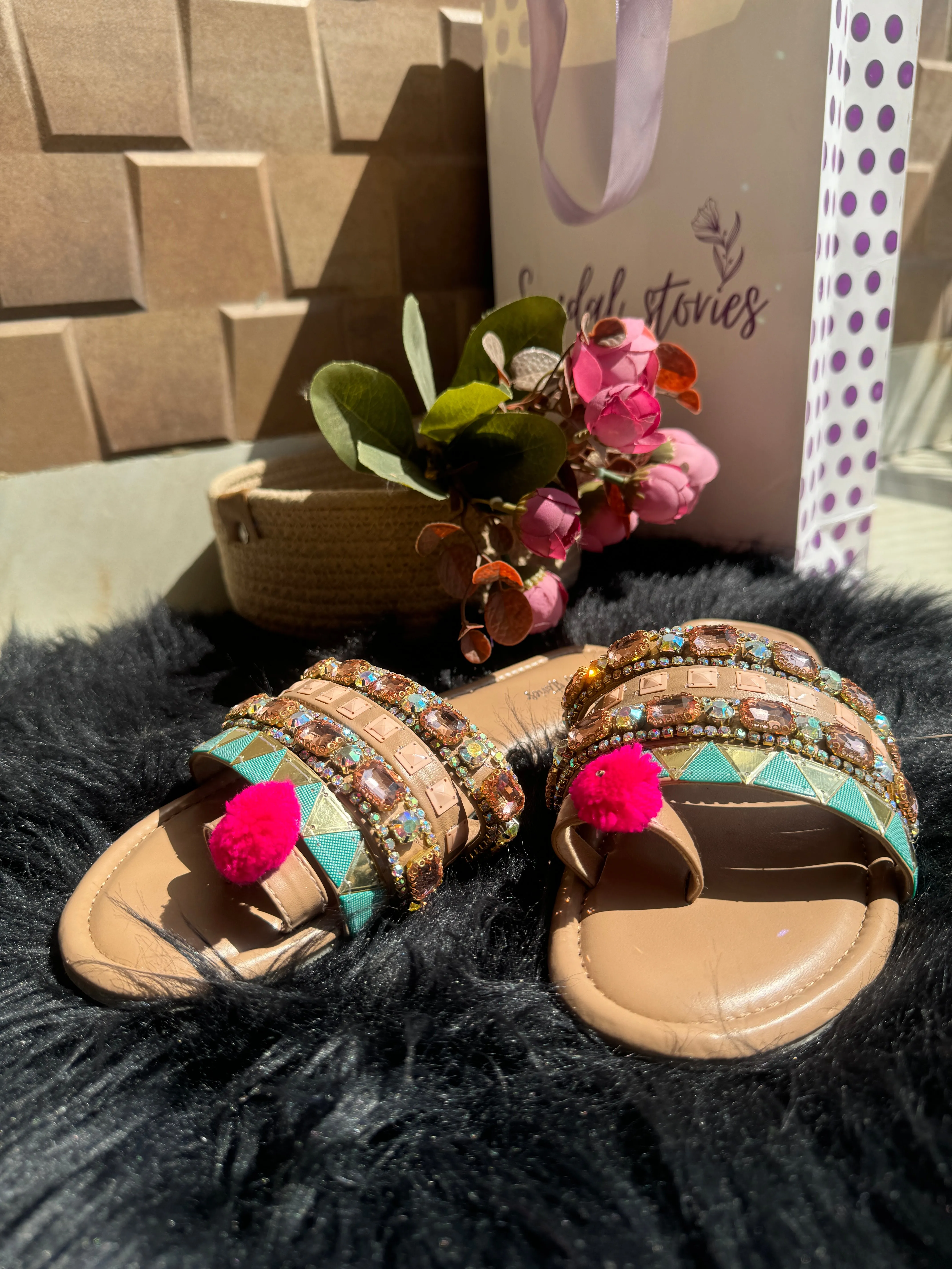 Pom-Pom Luxe Embellished Flats