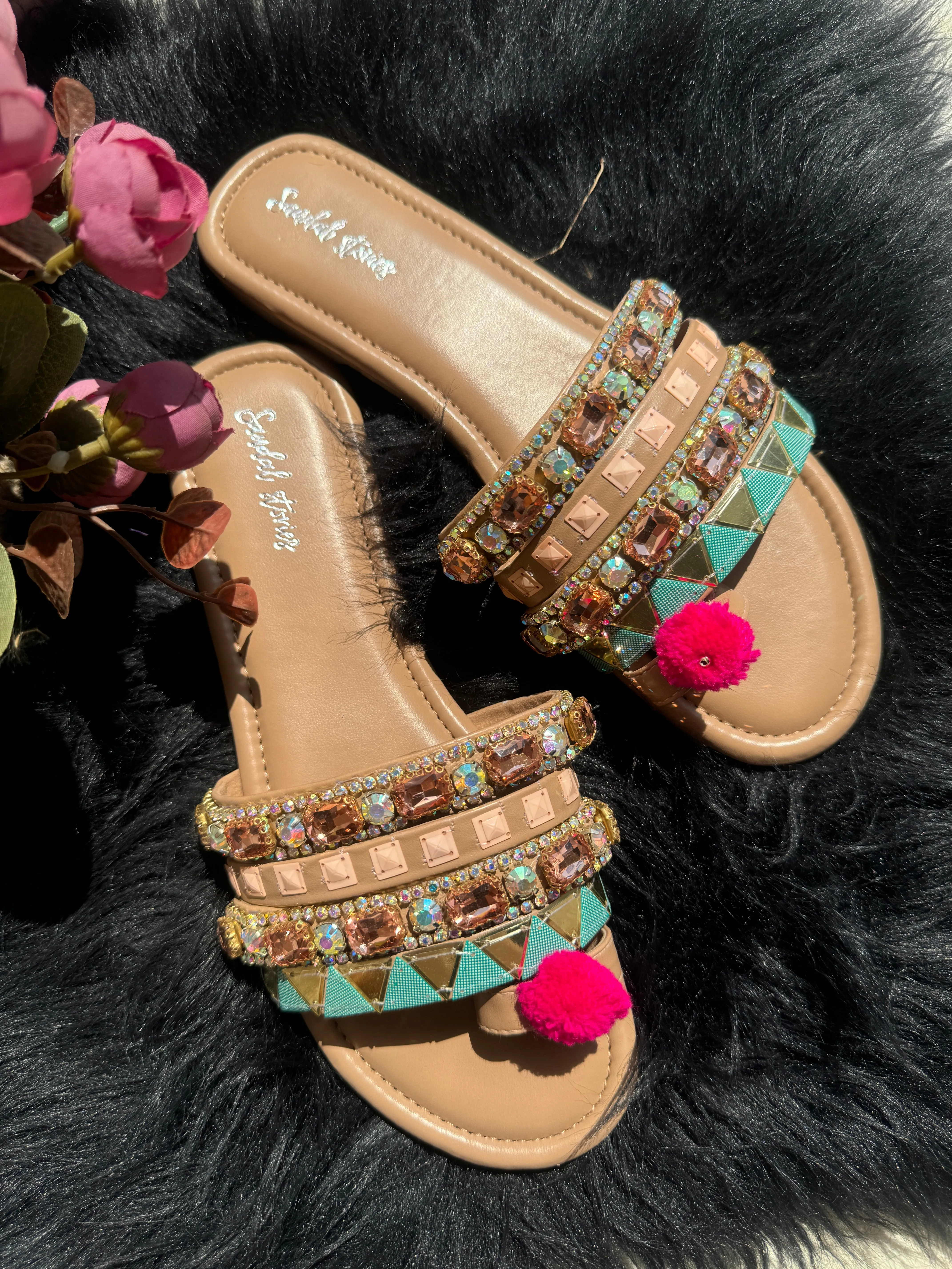 Pom-Pom Luxe Embellished Flats