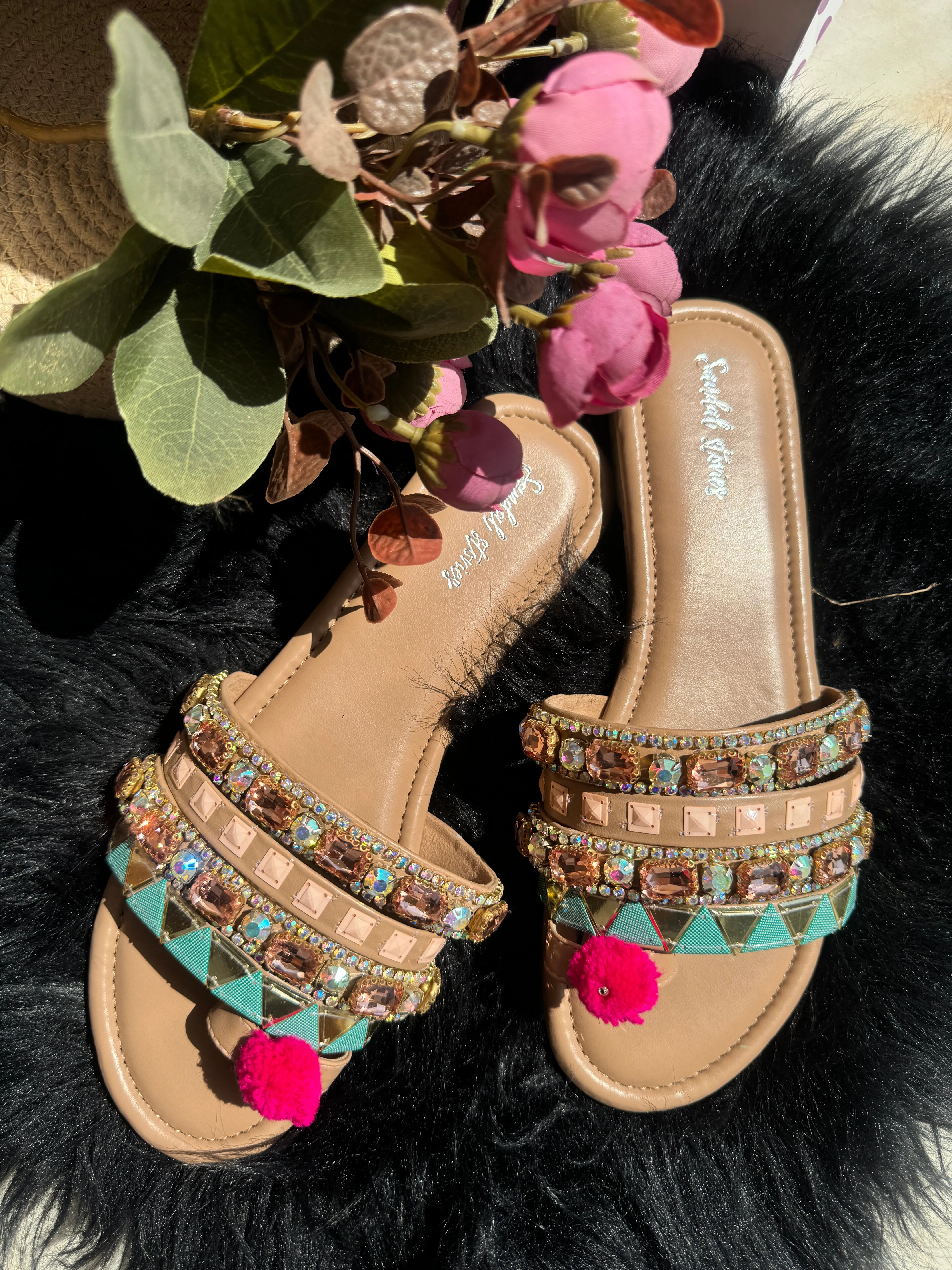 Pom-Pom Luxe Embellished Flats