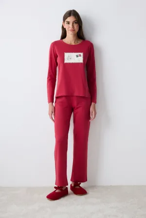 Postcard Red Red Pants Pajama Set