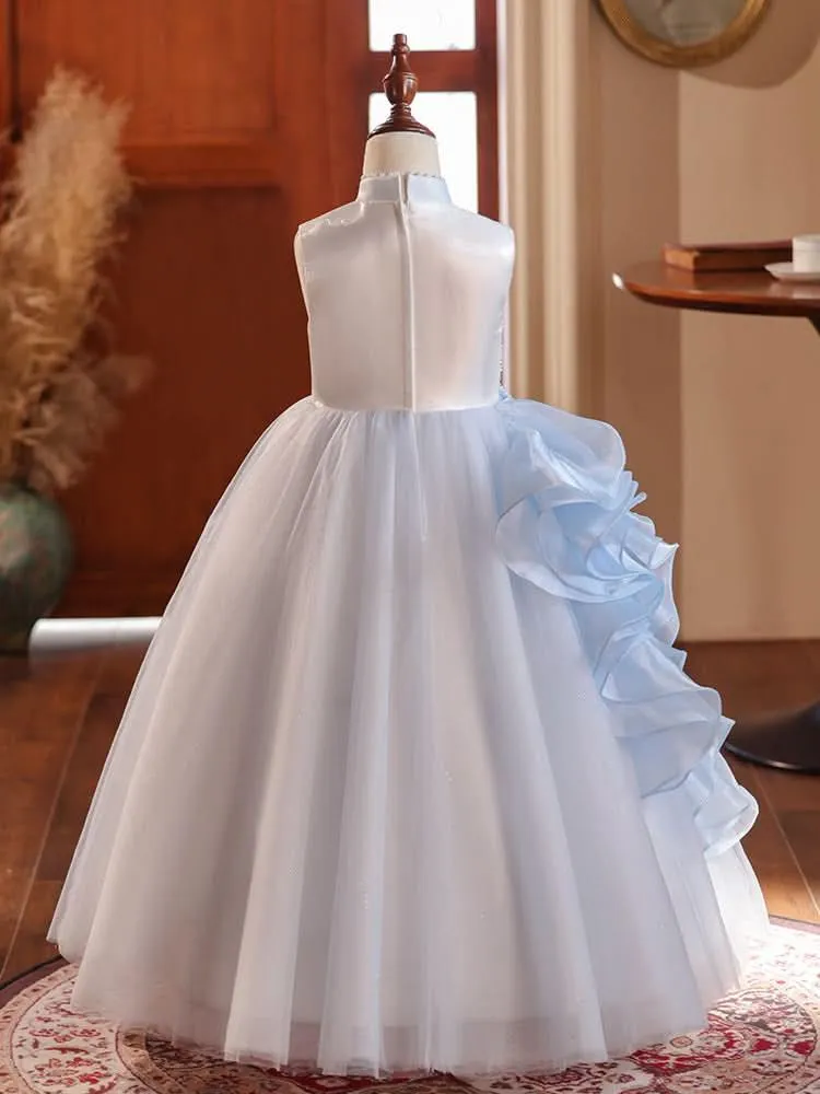 Premium Embroidered Girl's Dress Layered Tulle Kids' Dress Comfortable and Noble Design