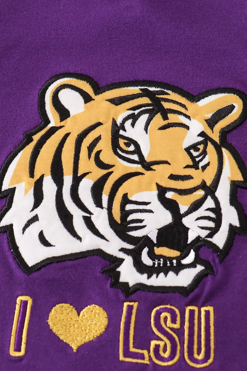 Purple gold I love LSU applique ruffle shorts set