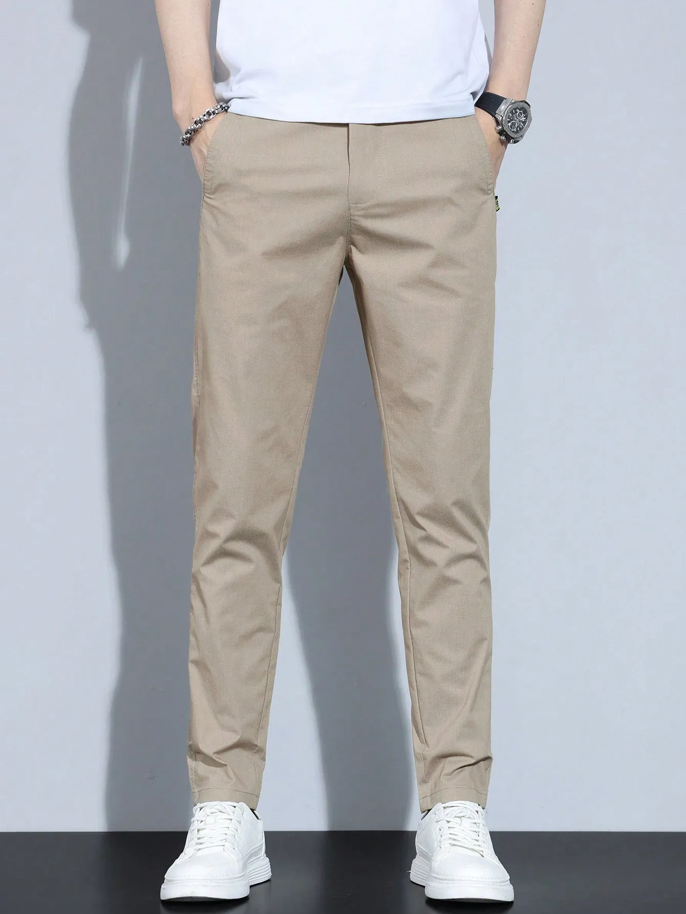 QA Men's Solid Color Simple Daily Pants