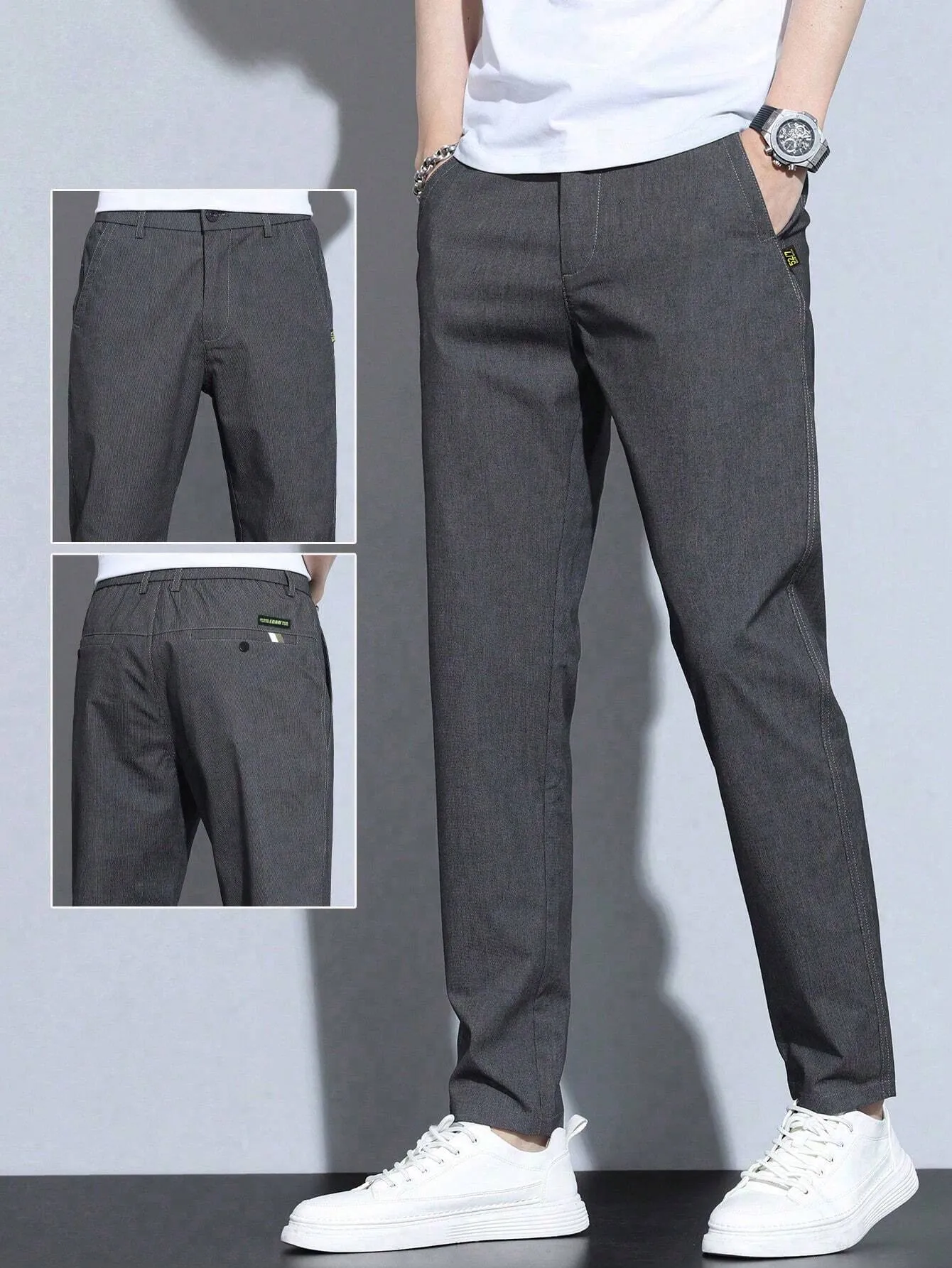QA Men's Solid Color Simple Daily Pants
