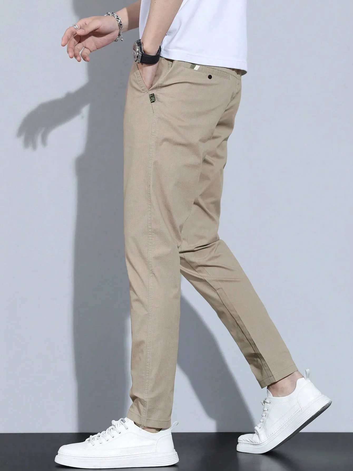 QA Men's Solid Color Simple Daily Pants
