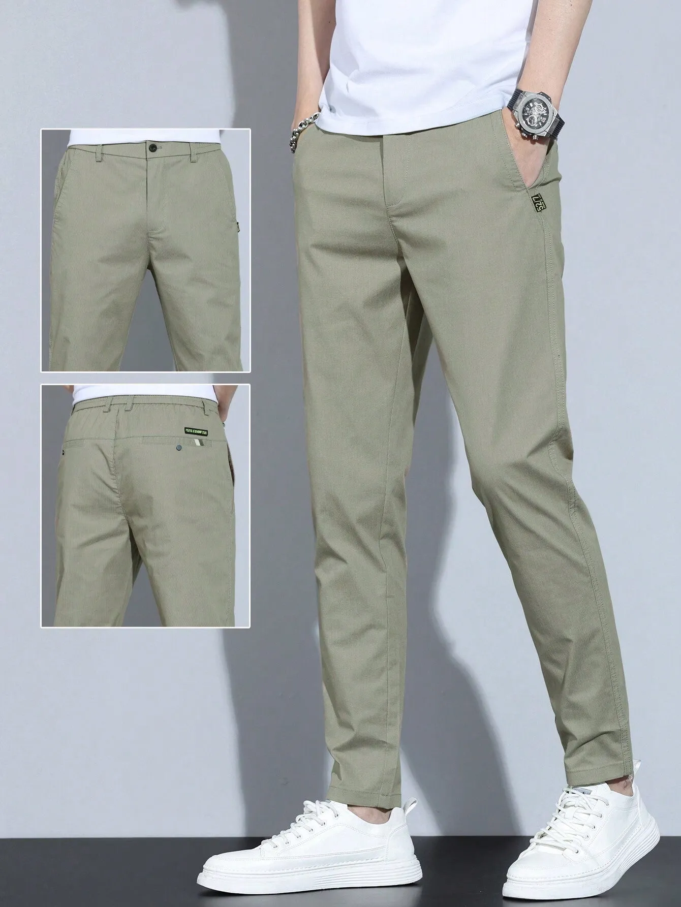 QA Men's Solid Color Simple Daily Pants