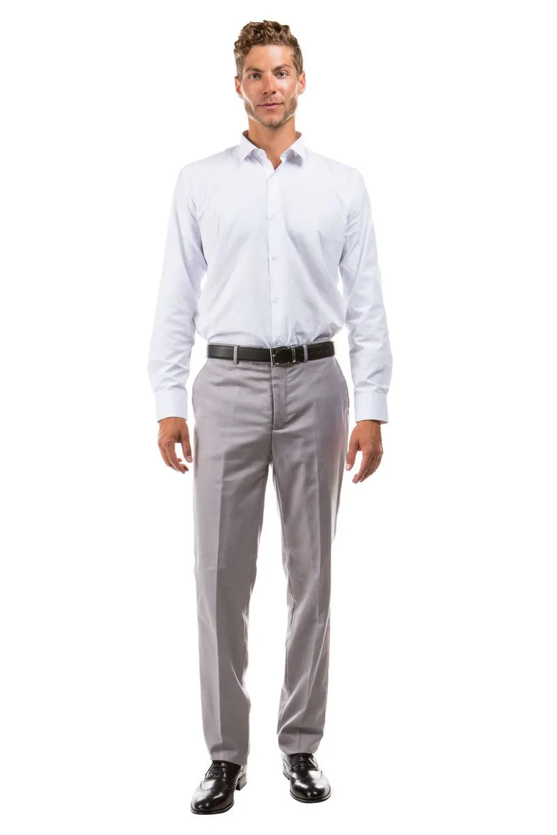 "Vail" Light Grey Plain Front Pants