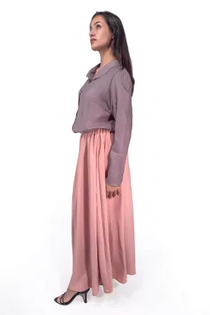 Radiant Pink Modest Linen Skirt