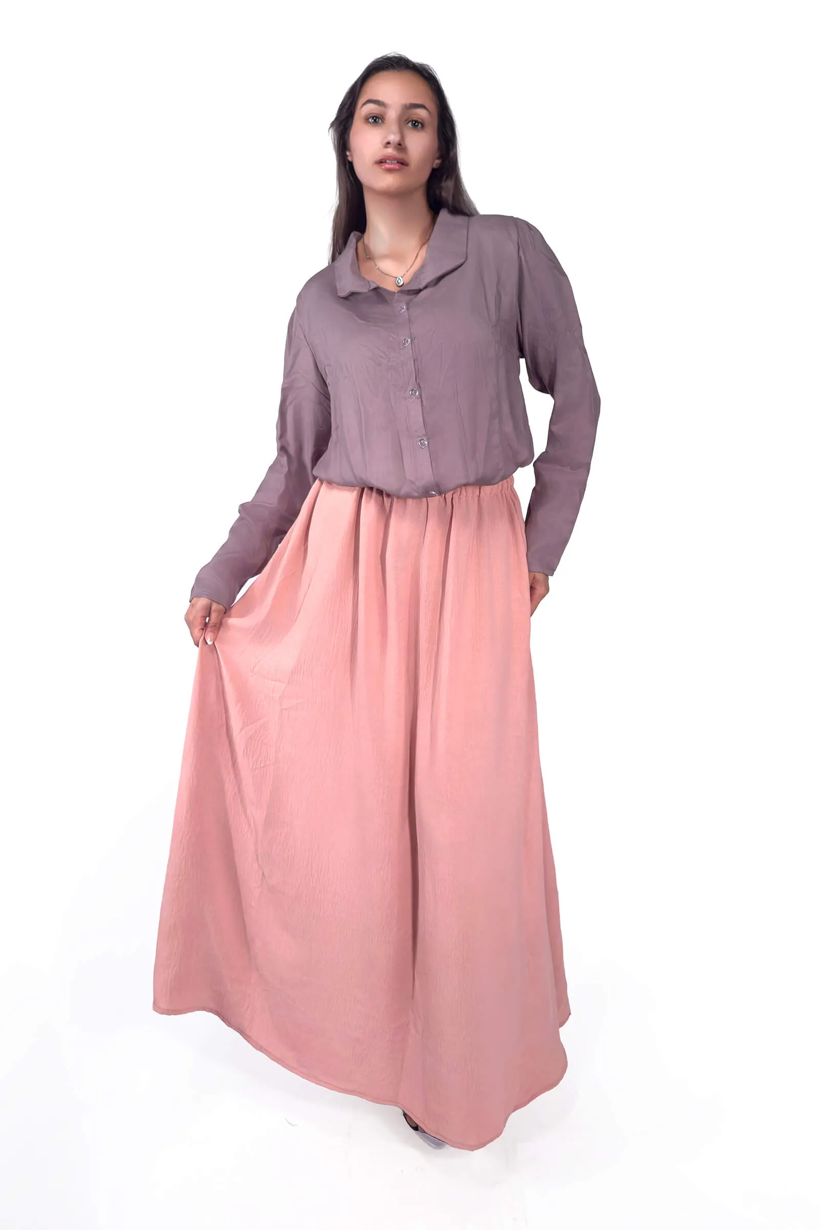 Radiant Pink Modest Linen Skirt