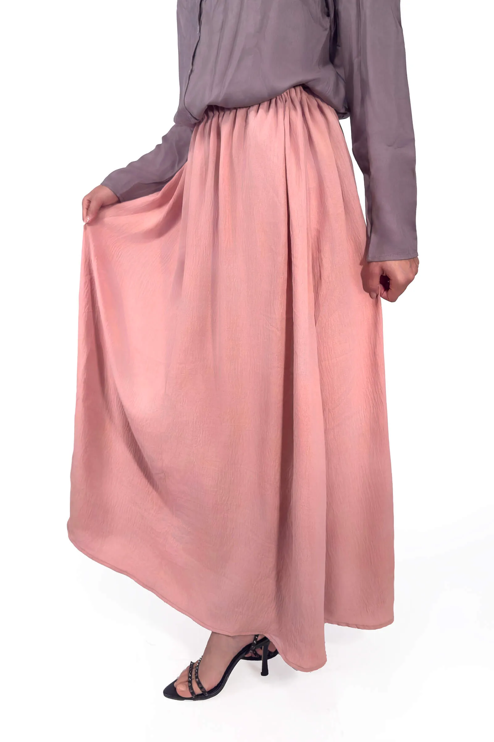 Radiant Pink Modest Linen Skirt