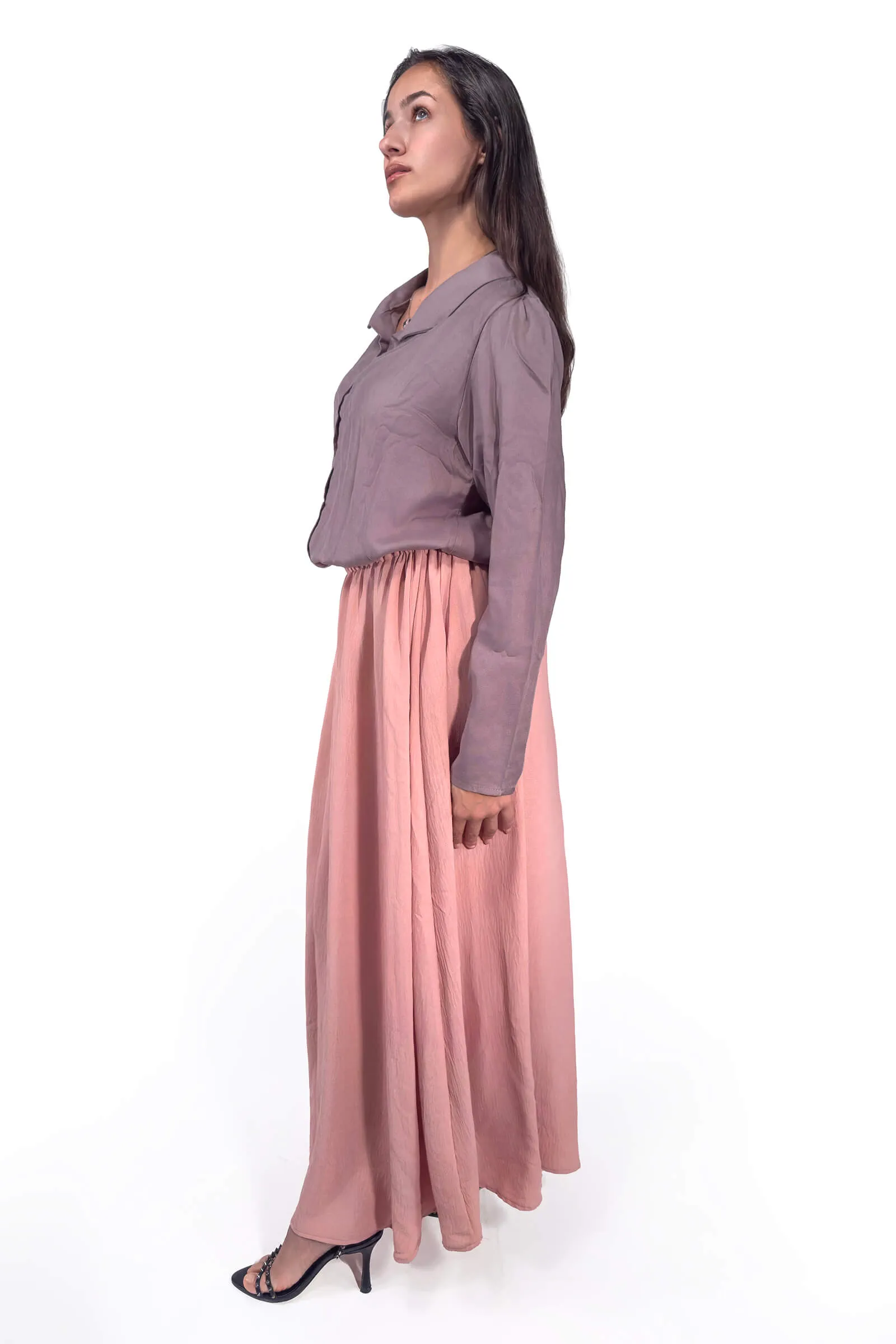 Radiant Pink Modest Linen Skirt