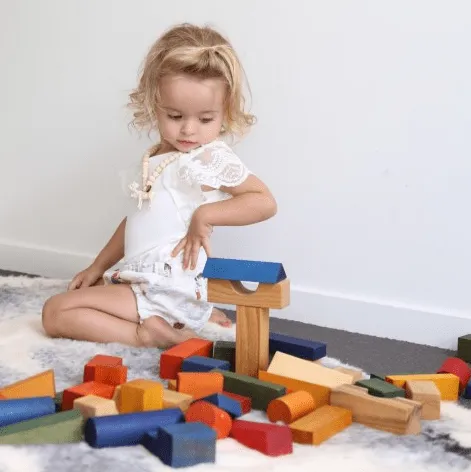 Rainbow Blocks in Wooden Box 30 Piece