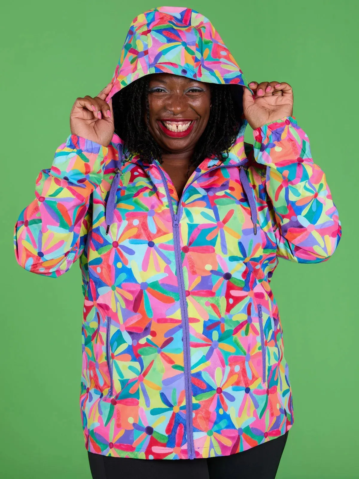 Rainbow Daisies Raincoat- Adults